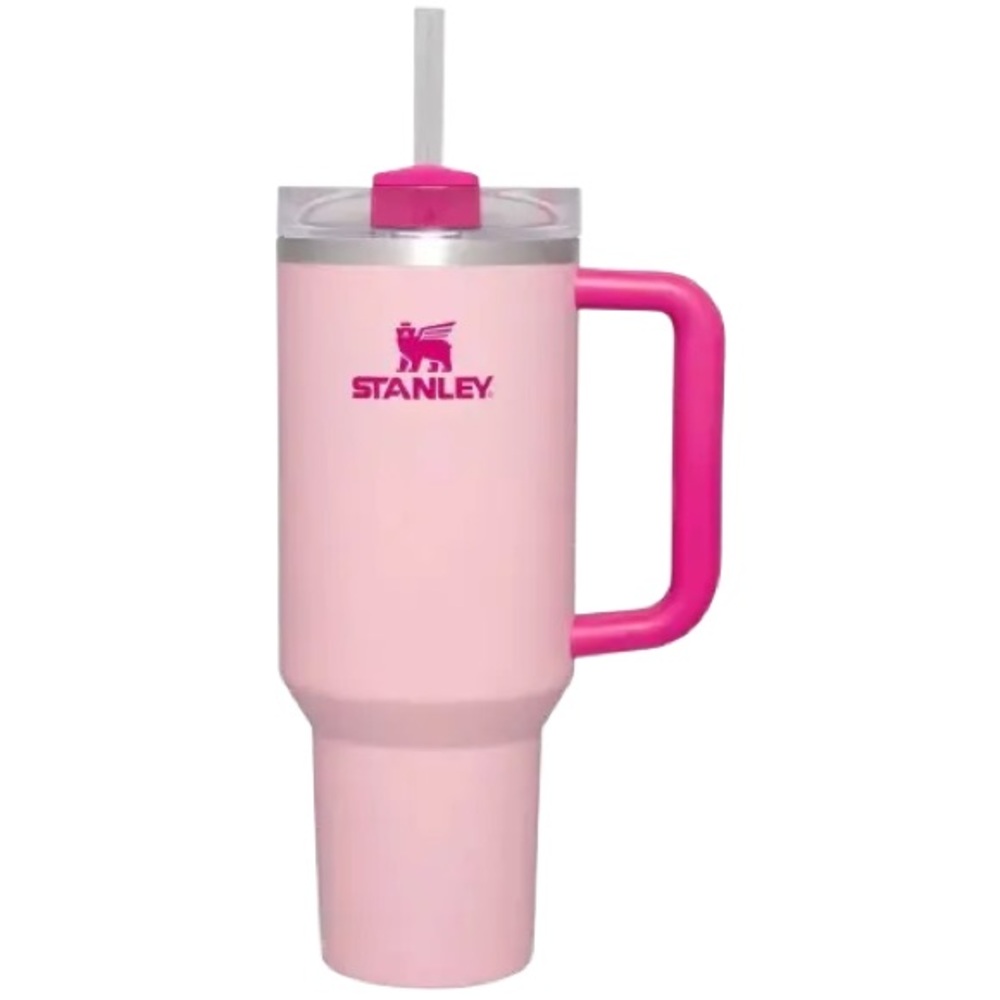 Stanley Pink Mug with Handle and Straw